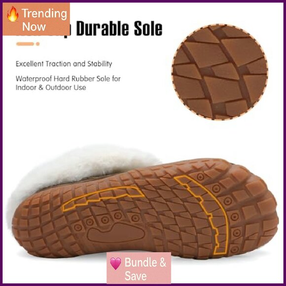 Warm Winter Ankle Boots Faux Fur Lined Moccasin Style Non-Slip Sole - Picture 5 of 7